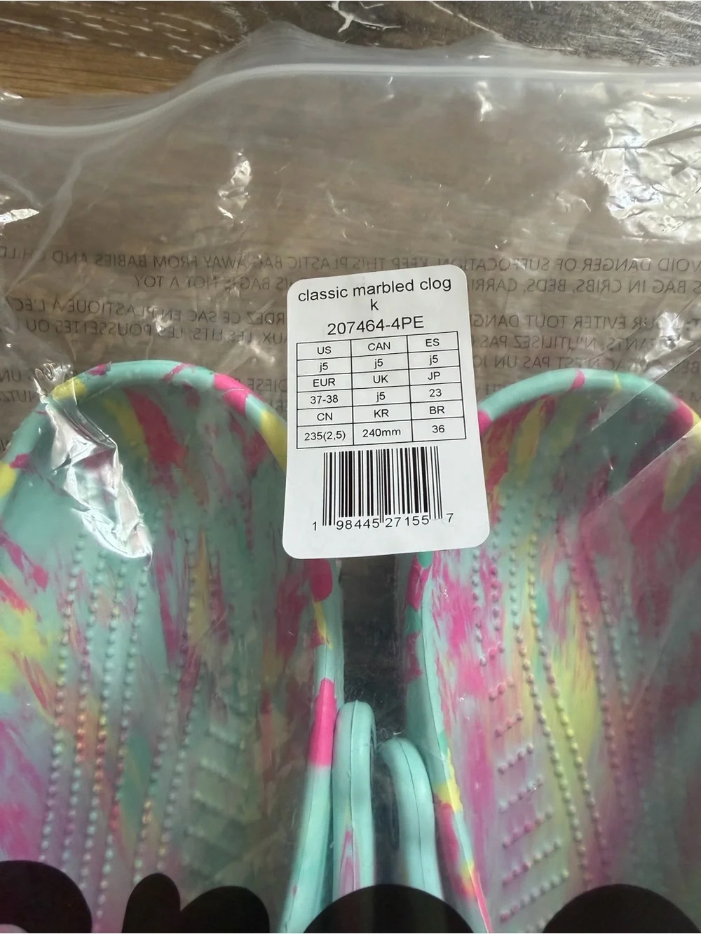 NWT Crocs Kids' Tie-Dye Clog - Mint & Pink (Size 5)